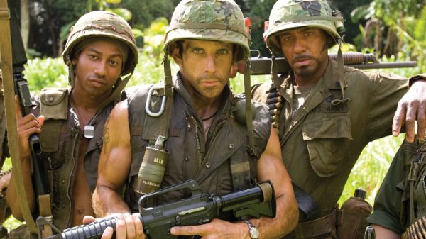 Ben Stiller's 2008 action comedy satire Tropic Thunder is a comedy with satirical overtones. Stiller, Jack Black, Robert Downey Jr., Jay Baruchel, and Brandon T. Jackson play prima donna actors who are producing a Vietnam War movie in the movie. Their acting prowess becomes their only means of survival when their director abandons them in the midst of a forest.