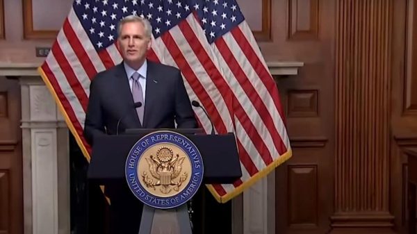 Former Speaker of The House Kevin McCarthy at a press conference