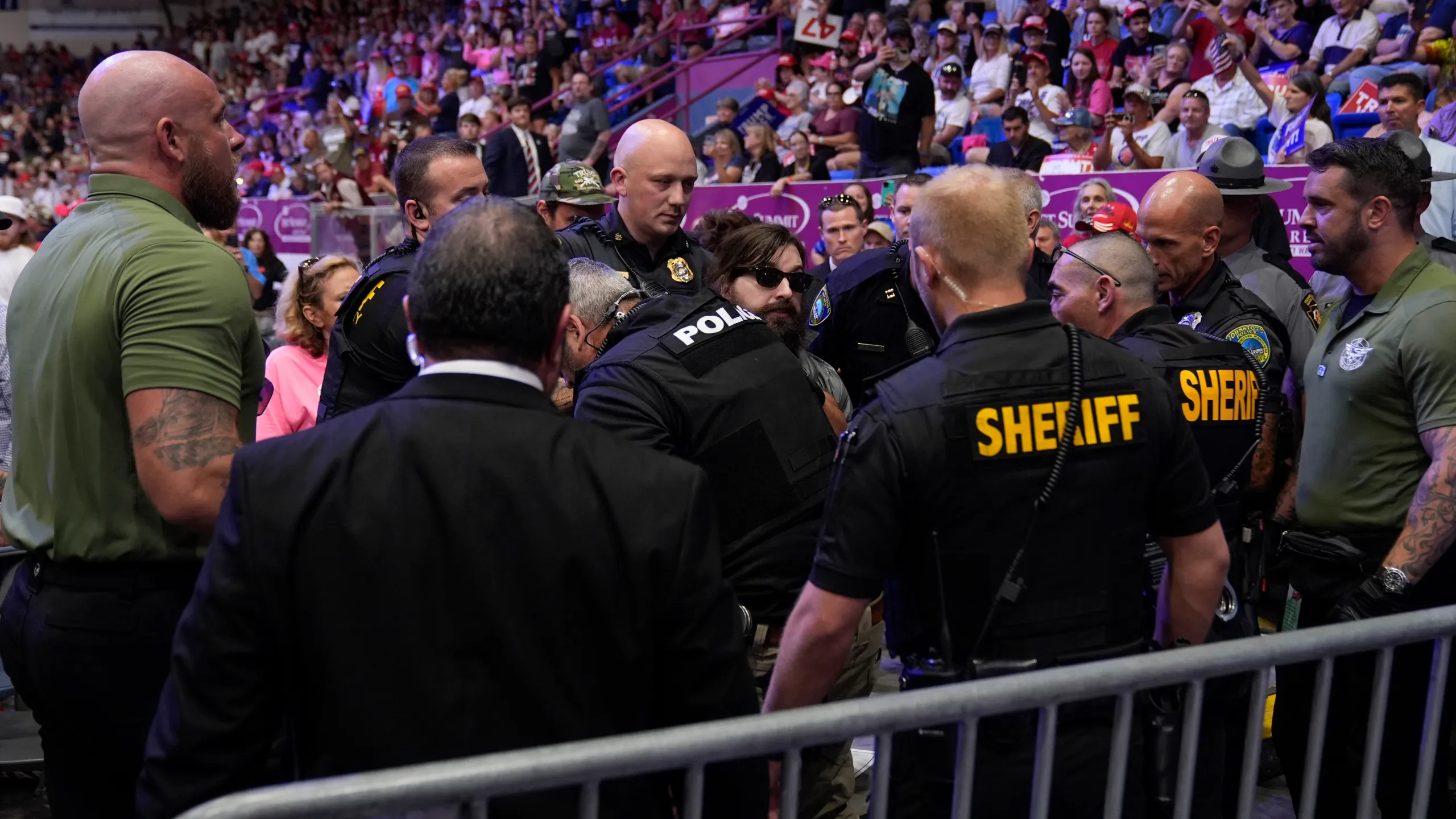 Protester Arrested at Trump Rally in Pennsylvania as Trump Dismisses Violence Against Media