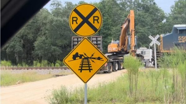 Train Collides with Excavator in South Carolina After Truck Becomes Stuck on Railroad Tracks