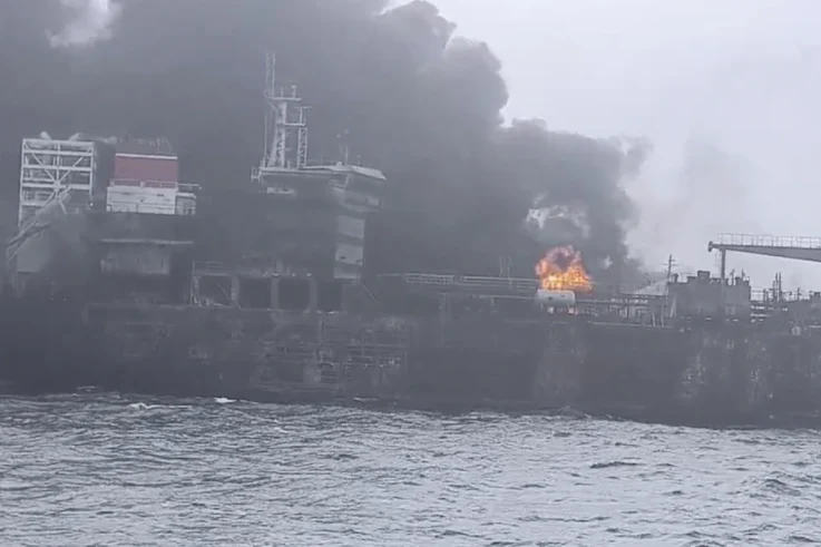 Container Ship Collides With U.S. Tanker Off England’s Coast, Leaving One Missing and Fires Raging